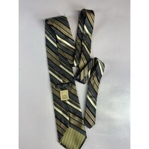 JOE Joseph Abboud Mens Tie Black Gold Gray Striped Necktie Made In USA 58"
